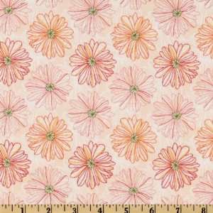  44 Wide Fandingo Outline Daisy Peach Fabric By The Yard 