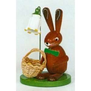  Erzgebirge Wood Easter Bunny with Flower & Basket