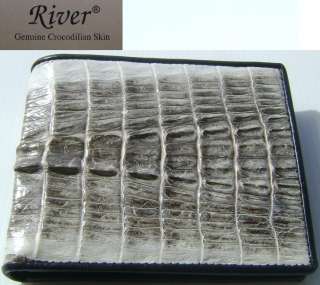   Crocodile Skin Mens Leather Billfold / Bifold Wallet Auth RIVER  