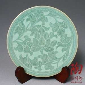  Celadon Green Glaze Lotus Flower Design Porcelain Ceramic 