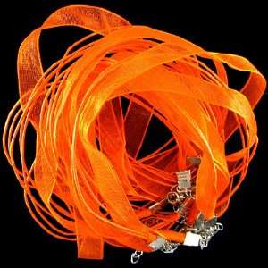  5pcs orange silk ribbon cord necklace 18