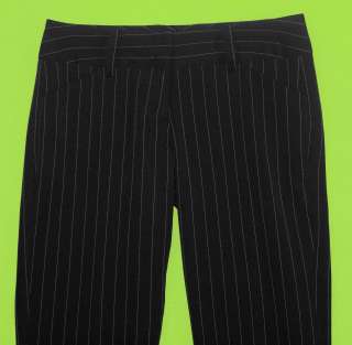  Juniors Womens Black Penstripe Dress Pants Slacks Stretch 4G41  