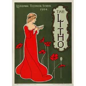   School Art Nouveau Litho Print   Original Print