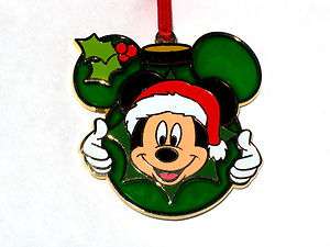   ✿Mickey Mouse Stained Glass Christmas Ornament✿Holly✿Holiday