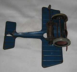 1920s J CHEIN TIN LITHO WIND UP PLANE 6.75 WING SPAN VERY UNUSUAL 