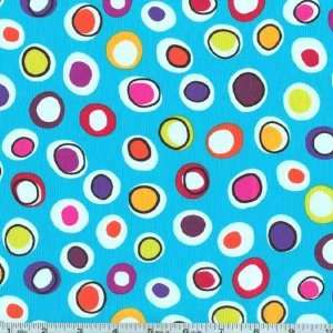  45 Wide Hippie Chicks Ridiculous Ovals Turquoise Fabric 