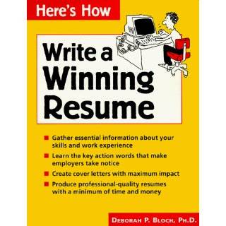 Write a Winning Resume  Heres How by Deborah Perlmutter Bloch and 