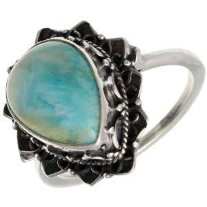  Larimar Pear shape Ring   Sterling Silver 