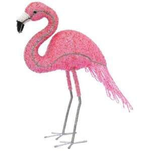 Tropical Pink Flamingo Beaded Wire TiKi Sculpture