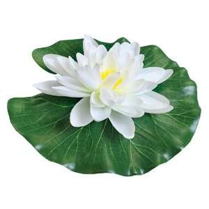   Laguna Silk Water Lily with Plastic Float   White   7