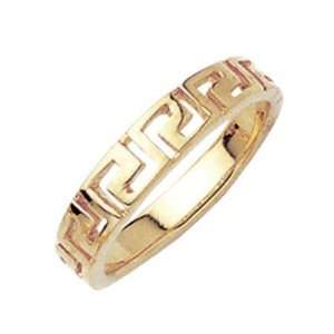  18K Gold Plated Greek Key Pattern Band Ring   Size 7.5 