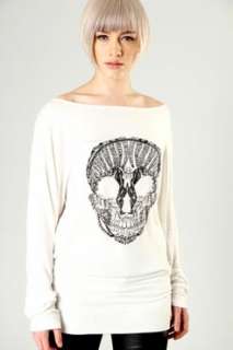 Marie 3/4 Sleeve Skull Print Top at boohoo