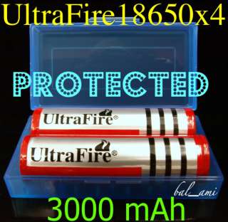 GENUINE UltraFire Protected 18650 3000mAh R/Batteryx4  
