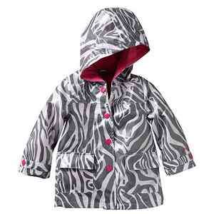 NWT Girl Carters Coat Raincoat animal Zebra pink hood button $45.00 sz 