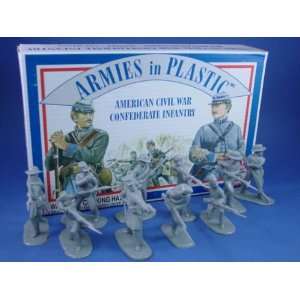   Plastic 54mm Civil War Confederate Infantry 20 Figures Gray Toys