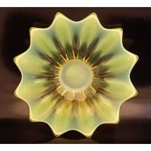  Fostoria HEIRLOOM Yellow Opalescent Flower Float Bowl 