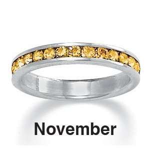   Birthstone Sterling Silver Eternity Band  November  Simulated Citrine