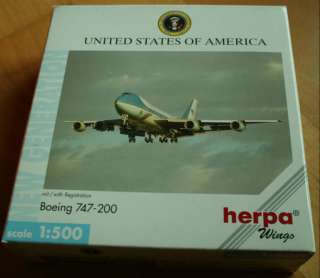 Herpa United States Boeing 747 200 Air Force One M1/500 in Baden 