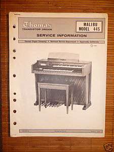 Service Manual Thomas Malibu,Model 445 Organ,ORIGINAL  