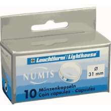 LIGHTHOSE COIN CAPSULES 31 MM FOR 1/2 $ 1 BOX OF 10 PC  