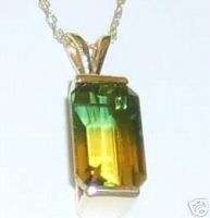 4ct. Bicolor Citrine Green/Yellow Emerald 14K Necklace  