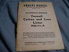 FARMALL 61 HARVESTER F20 F30 F12 F14 OP & PARTS MANUAL  