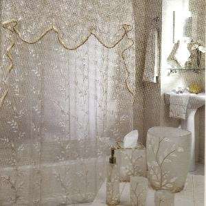 Crystal Leaf Shower Curtain with Valance 
