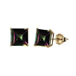   Square Mystic Topaz Gemstone Earring Studs (8mm, 6.10 cttw) Jewelry