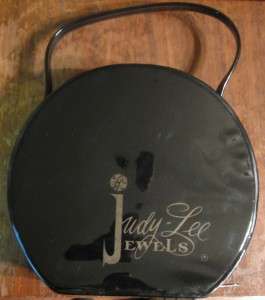   Round Jewelry Train Case Judy Lee Jewels black travel bag  