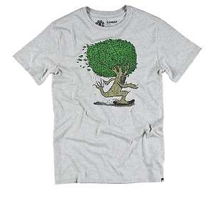 ELEMENT T Shirt PUSHIN TREE Tee Logo Baum mit Skateboard Fitted grau 