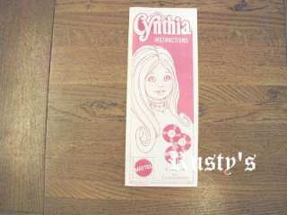 1971 Mattel CYNTHIA doll INSTRUCTION Sheet  
