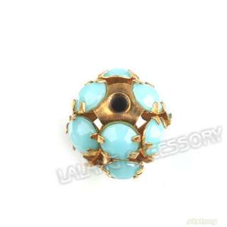   Rhinestones Ball Blue Charms Copper Spacer Beads Findings 10mm 111708