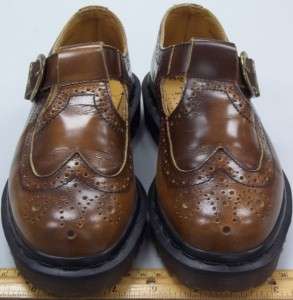 DR MARTENS ~ bronze calf skin leather mary jane strap over shoes 
