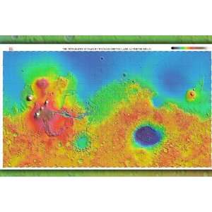  Mars Topography Map   24x36 Poster 