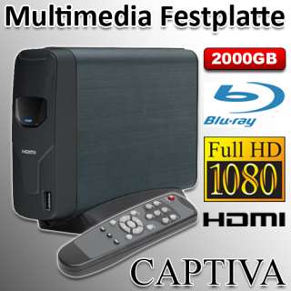 Captiva Multimedia Festplatte Player HDMI 2000GB Bluray 4046373185636 