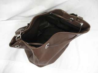 Prada Milk Chocolate Pebbled Leather Silver Grommet Satchel Tote Bag 
