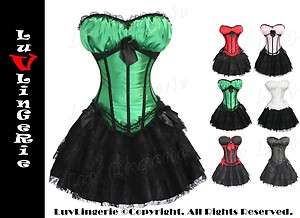 Moulin Rouge Victorian Overbust Strap Corset & Lace Skirt Set  