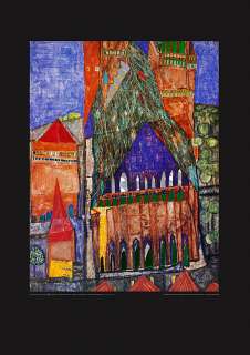 HUNDERTWASSER F.~Kathedrale (I), Marrakesch~80x60cm  