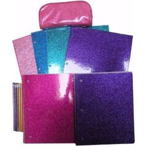  Glitter Folder Set with Notebooks and Pencil Case Toys 