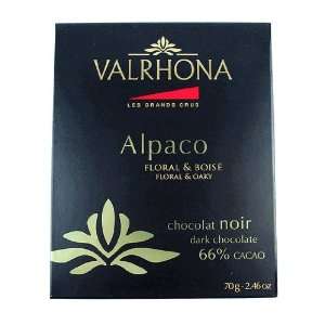 Valrhona Chocolate Alpaco Chocolate Bar 66% Cacao 70 Grams  