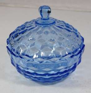 VTG Indiana Glass Whitehall Light Blue Candy Dish W/Lid  