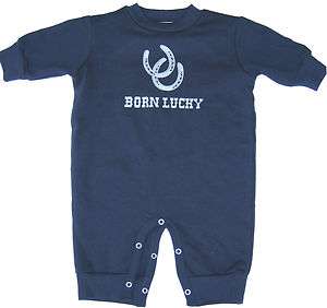 Western Double Horseshoes cool weather Romper for Baby & Toddler, Navy 
