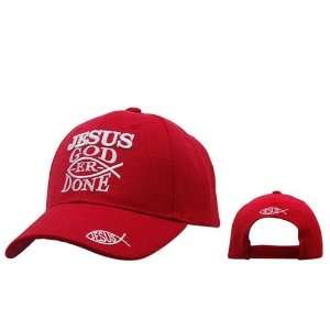    JESUS GOD ER DONE Red Christian Baseball Cap/ Hat 