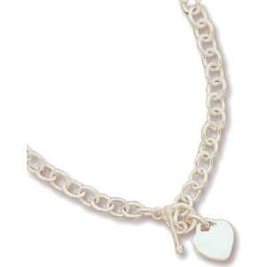   Jewelry Locker 7.5 Small Round Link Bracelet with Heart Tag Jewelry