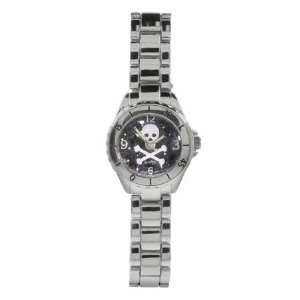   & Crossbones Watch with Silver Tone Band Eves Addiction Jewelry