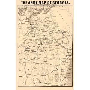   of an 1864 Army Map of Georgia by I. Prang & Co.