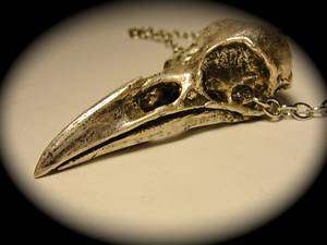 Big American Crow Skull Life size Antique Silver Plate  