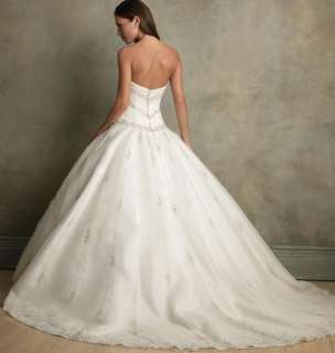   Gorgeous Sweetheart Organza Satin Wedding Dress Puffy Ball Bridal Gown