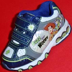 NEW Boys Toddlers DISNEY TOY STORY LIGHTS Velcro Athletic Sneakers 