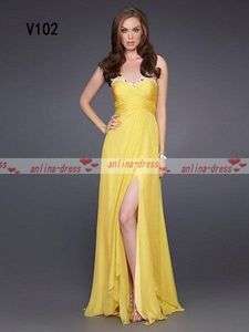 Yellow Chiffon Sweetheart Prom Gown/Evening dress/Wedding dress Custom 